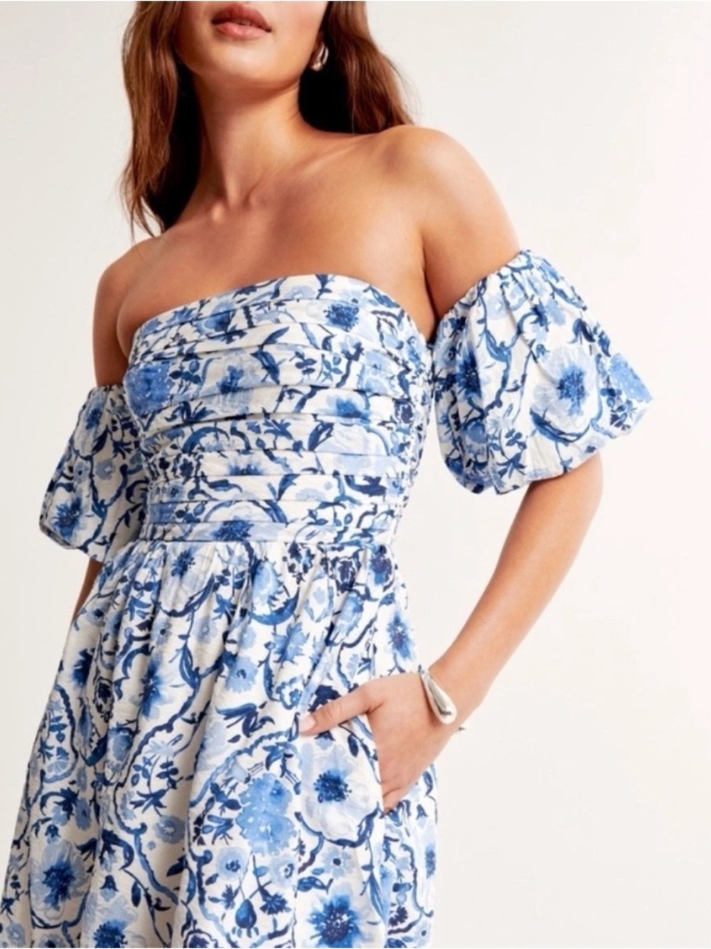 Abercrombie & Fitch White Dress with Blue Floral Print